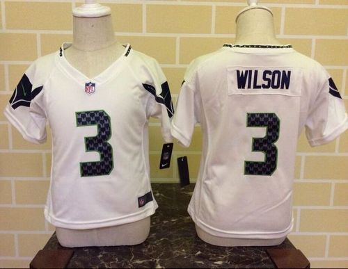 Toddler  Seahawks #3 Russell Wilson White Stitched NFL Elite Jersey