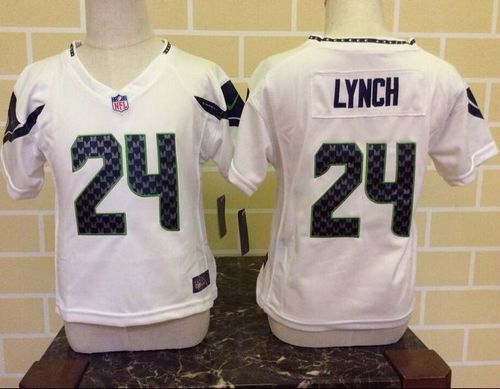 Toddler  Seahawks #24 Marshawn Lynch White Stitched NFL Elite Jersey