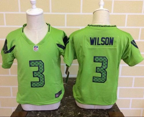 Toddler  Seahawks #3 Russell Wilson Green Alternate Stitched NFL Elite Jersey