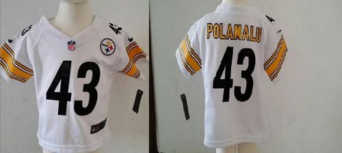 Toddler  Steelers #43 Troy Polamalu White Stitched NFL Elite Jersey