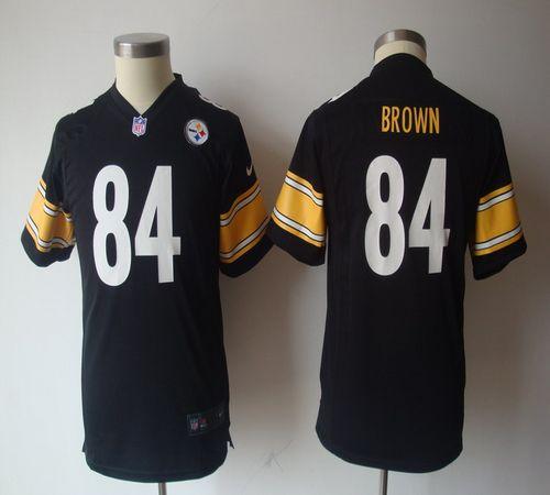  Steelers #84 Antonio Brown Black Team Color Youth NFL Game Jersey