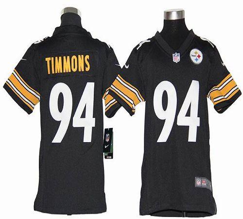  Steelers #94 Lawrence Timmons Black Team Color Youth Stitched NFL Elite Jersey