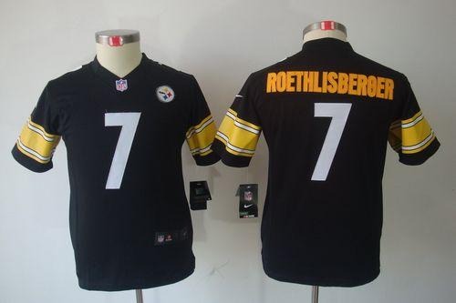  Steelers #7 Ben Roethlisberger Black Team Color Youth Stitched NFL Limited Jersey