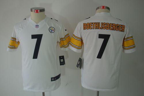  Steelers #7 Ben Roethlisberger White Youth Stitched NFL Limited Jersey