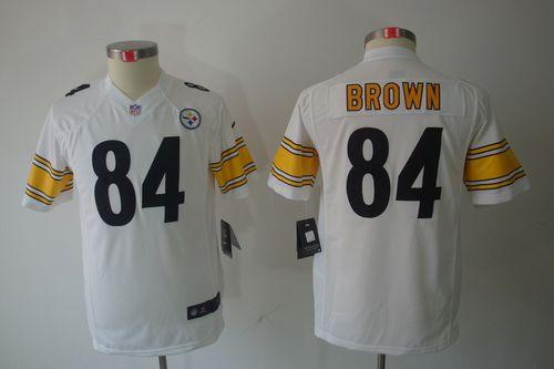  Steelers #84 Antonio Brown White Youth Stitched NFL Limited Jersey