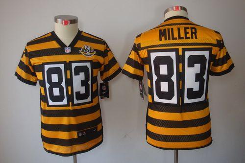  Steelers #83 Heath Miller Black/Yellow Alternate Youth Stitched NFL Limited Jersey