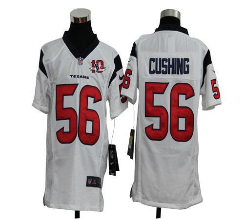  Texans #56 Brian Cushing White With 10th Patch Youth Stitched NFL Elite Jersey