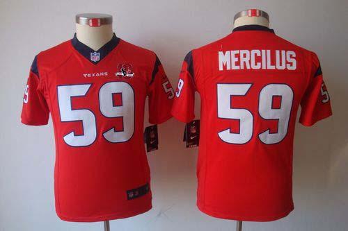  Texans #59 Whitney Mercilus Red Alternate With 10TH Patch Youth Stitched NFL Limited Jersey