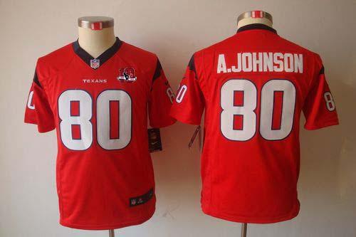  Texans #80 Andre Johnson Red Alternate With 10TH Patch Youth Stitched NFL Limited Jersey