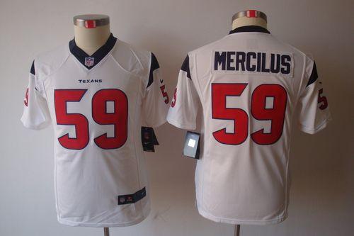  Texans #59 Whitney Mercilus White Youth Stitched NFL Limited Jersey