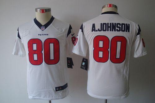  Texans #80 Andre Johnson White Youth Stitched NFL Limited Jersey