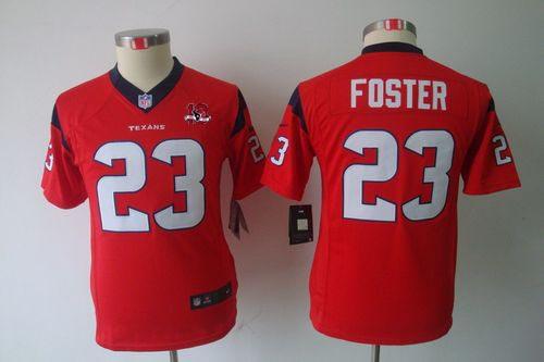  Texans #23 Arian Foster Red Alternate With 10TH Patch Youth Stitched NFL Limited Jersey