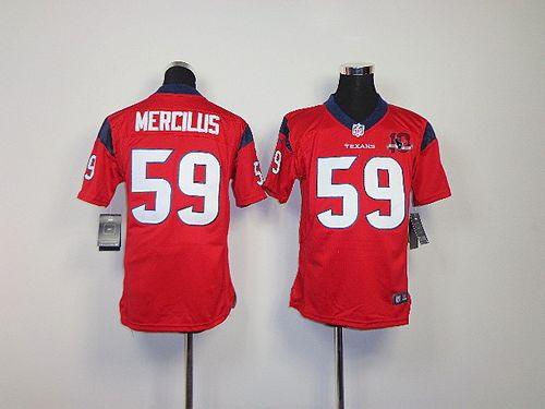  Texans #59 Whitney Mercilus Red Alternate With 10TH Patch Youth Stitched NFL Elite Jersey