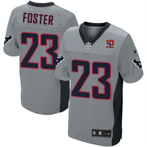  Texans #23 Arian Foster Grey Shadow With 10TH Patch Youth Stitched NFL Elite Jersey