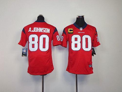  Texans #80 Andre Johnson Red Alternate With C Patch Youth Stitched NFL Elite Jersey