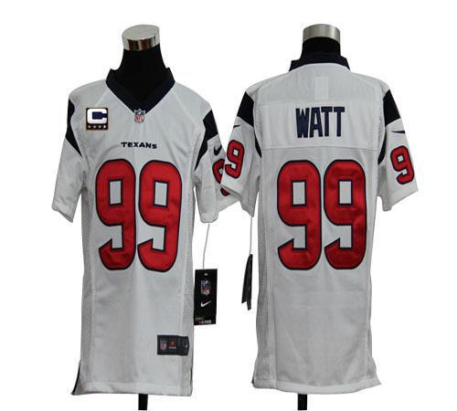  Texans #99 J.J. Watt White With C Patch Youth Stitched NFL Elite Jersey