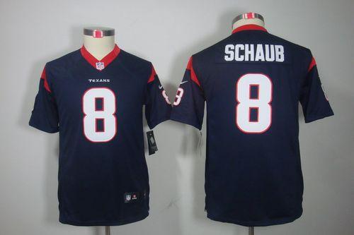  Texans #8 Matt Schaub Navy Blue Team Color Youth Stitched NFL Limited Jersey