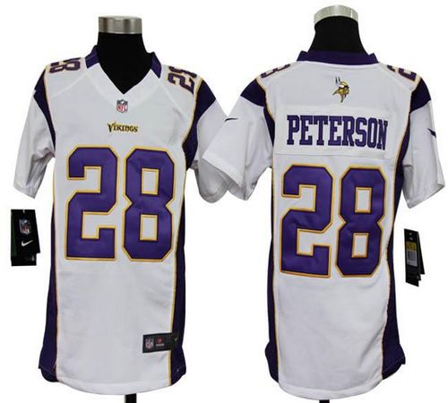 Vikings #28 Adrian Peterson White Youth Stitched NFL Elite Jersey