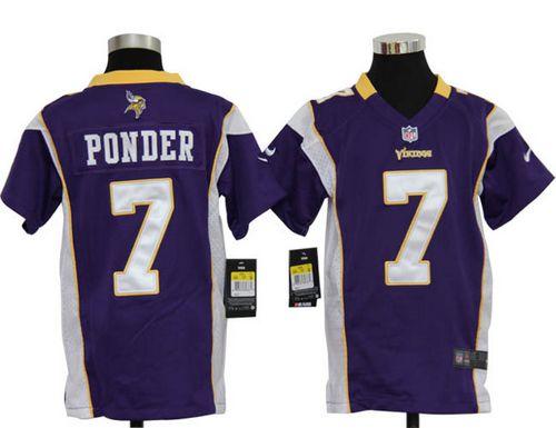  Vikings #7 Christian Ponder Purple Team Color Youth Stitched NFL Elite Jersey