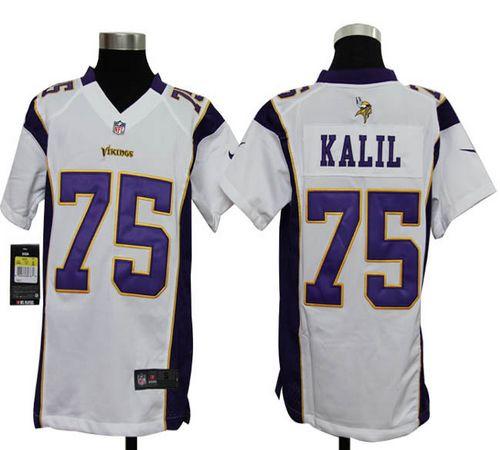  Vikings #75 Matt Kalil White Youth Stitched NFL Elite Jersey