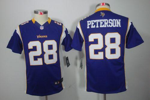  Vikings #28 Adrian Peterson Purple Team Color Youth Stitched NFL Limited Jersey