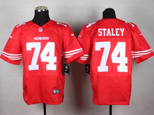  49ers #74 Joe Staley Red Team Color Men's Stitched NFL Elite Jersey