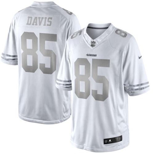  49ers #85 Vernon Davis White Men's Stitched NFL Limited Platinum Jersey