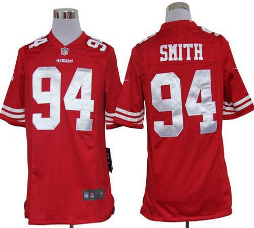  49ers #94 Justin Smith Red Team Color Men's Stitched NFL Game Jersey