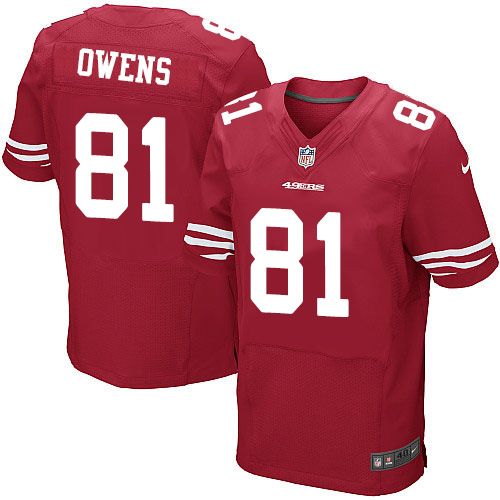  49ers #81 Terrell Owens Red Team Color Men's Stitched NFL Elite Jersey