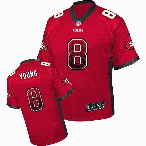  49ers #8 Steve Young Red Team Color Men's Stitched NFL Elite Drift Fashion Jersey