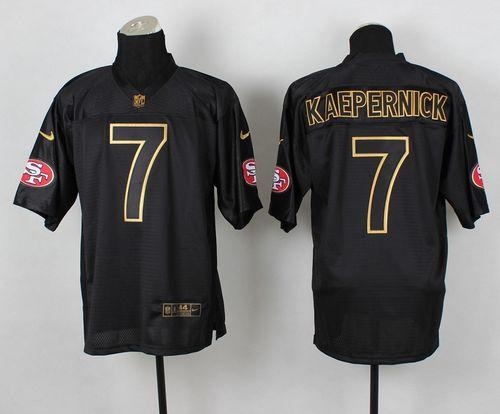  49ers #7 Colin Kaepernick Black Gold No. Fashion Men's Stitched NFL Elite Jersey