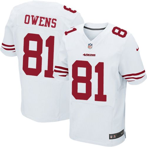  49ers #81 Terrell Owens White Men's Stitched NFL Elite Jersey