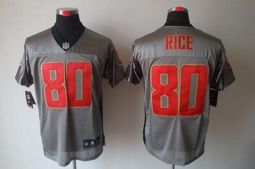  49ers #80 Jerry Rice Grey Shadow Men's Stitched NFL Elite Jersey