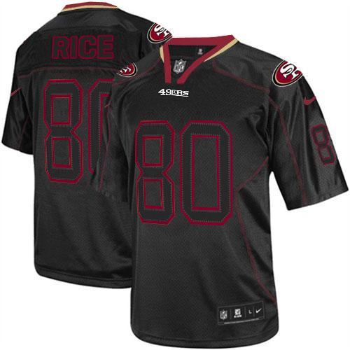 49ers #80 Jerry Rice Lights Out Black Men's Stitched NFL Elite Jersey