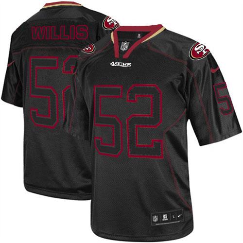  49ers #52 Patrick Willis Lights Out Black Men's Stitched NFL Elite Jersey