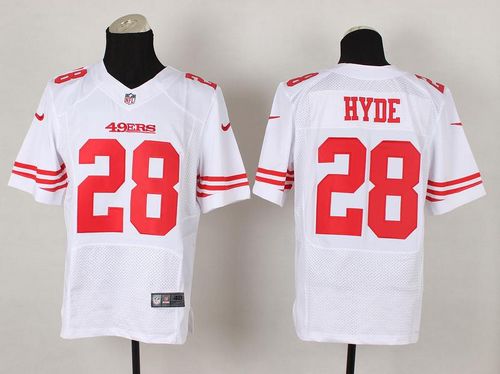  49ers #28 Carlos Hyde White Men's Stitched NFL Elite Jersey