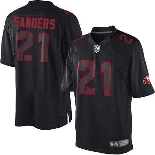  49ers #21 Deion Sanders Black Men's Stitched NFL Impact Limited Jersey
