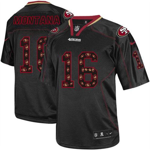  49ers #16 Joe Montana New Lights Out Black Men's Stitched NFL Elite Jersey