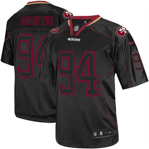  49ers #94 Justin Smith Lights Out Black Men's Stitched NFL Elite Jersey