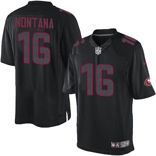  49ers #16 Joe Montana Black Men's Stitched NFL Impact Limited Jersey