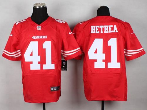  49ers #41 Antoine Bethea Red Team Color Men's Stitched NFL Elite Jersey