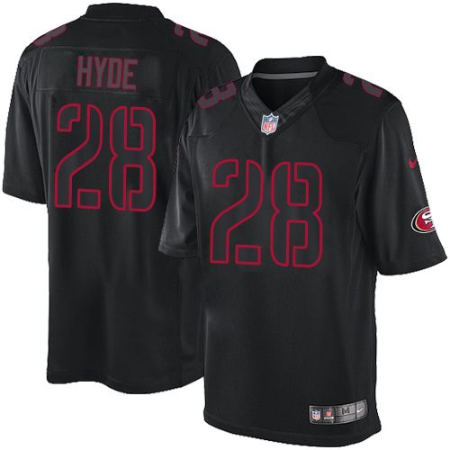  49ers #28 Carlos Hyde Black Men's Stitched NFL Impact Limited Jersey