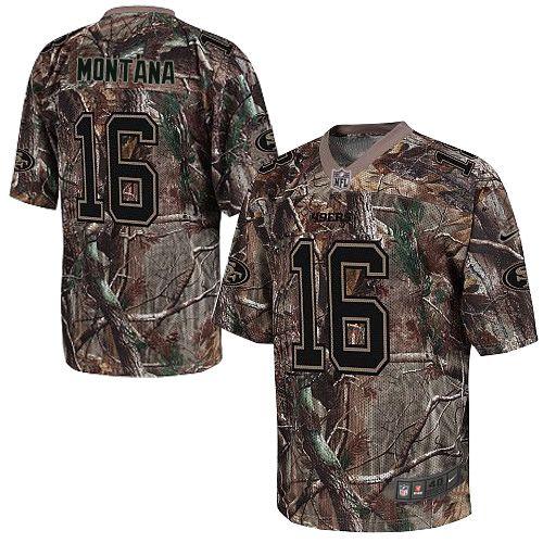  49ers #16 Joe Montana Camo Men's Stitched NFL Realtree Elite Jersey