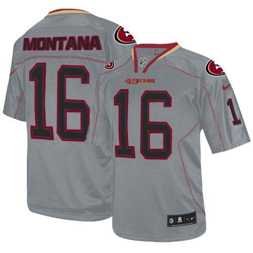  49ers #16 Joe Montana Lights Out Grey Men's Stitched NFL Elite Jersey