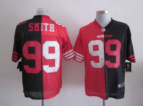  49ers #99 Aldon Smith Black/Red Men's Stitched NFL Elite Split Jersey