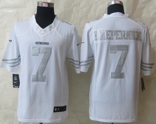  49ers #7 Colin Kaepernick White Men's Stitched NFL Limited Platinum Jersey