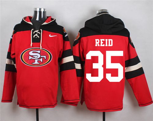  49ers #35 Eric Reid Red Player Pullover NFL Hoodie