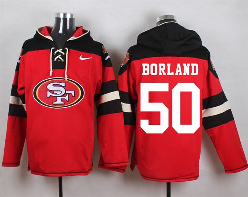  49ers #50 Chris Borland Red Player Pullover NFL Hoodie