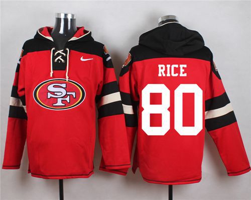  49ers #80 Jerry Rice Red Player Pullover NFL Hoodie
