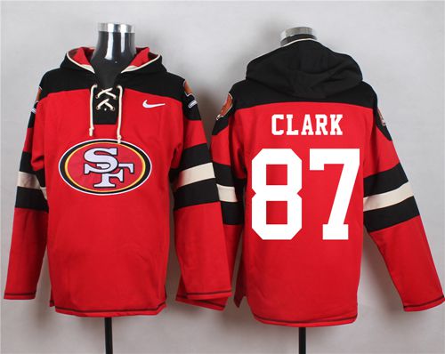  49ers #87 Dwight Clark Red Player Pullover NFL Hoodie